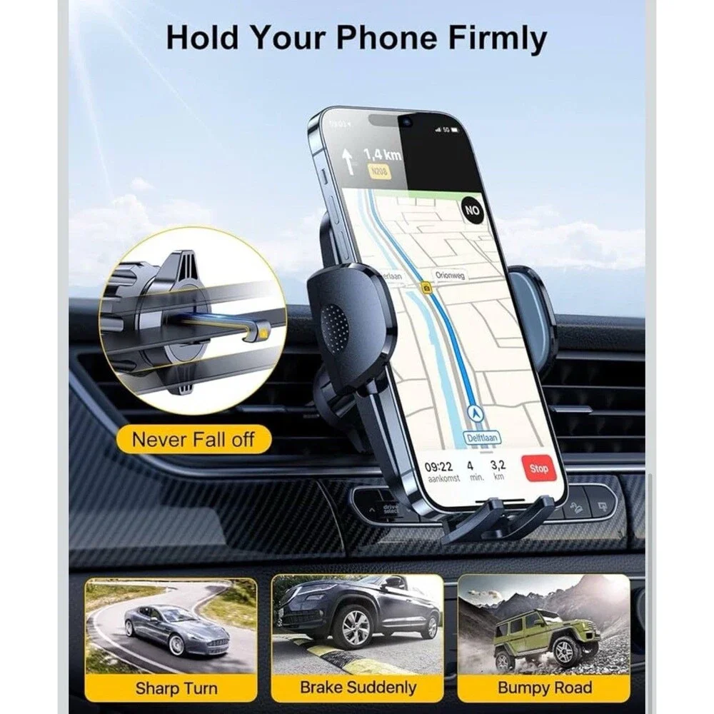 3-in-1 Phone Mount for Car [Most Stable and Flexible Suction Cup] Vent Dashboard